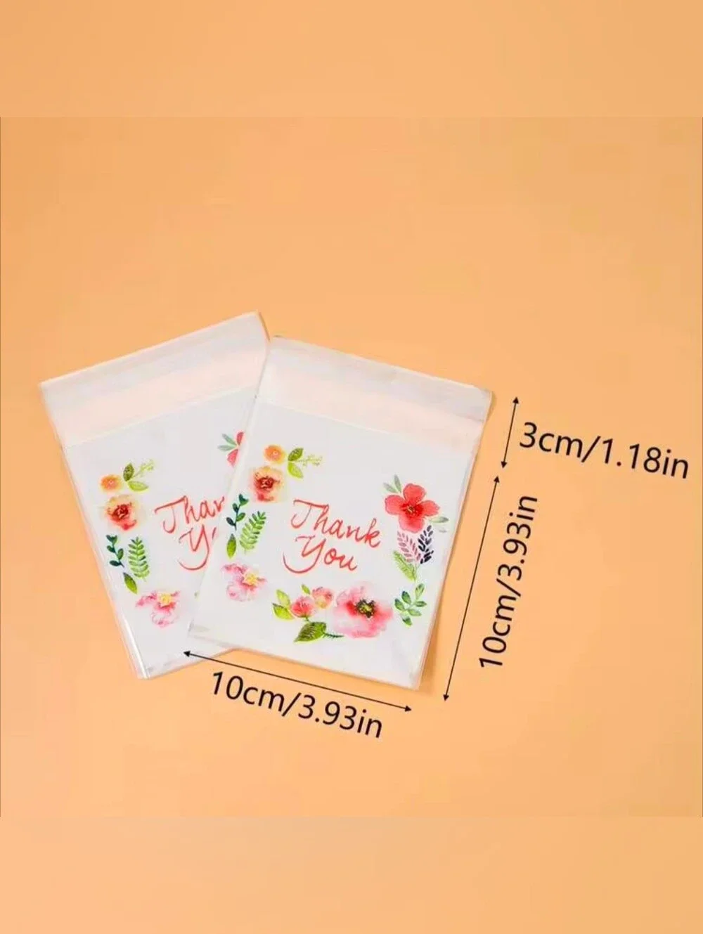 20 Large Thank You Floral Printed Gift Bags 3.93